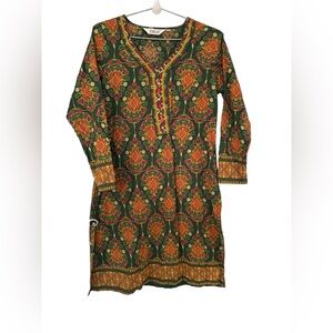 Biba Green and Gold Floral Top